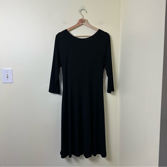 Clara Sun Woo Crossover Fit & Flare Black 3/4 Sleeve Dress Size Large - Picture 6 of 6